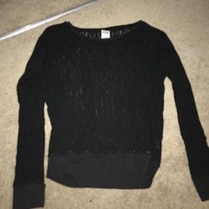 VICTORIAS SECRET PINK LACE BLACK LONG SLEEVE SHIRT